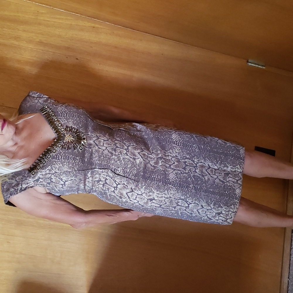 Antonio Melani Beaded Snakeskin print Dress